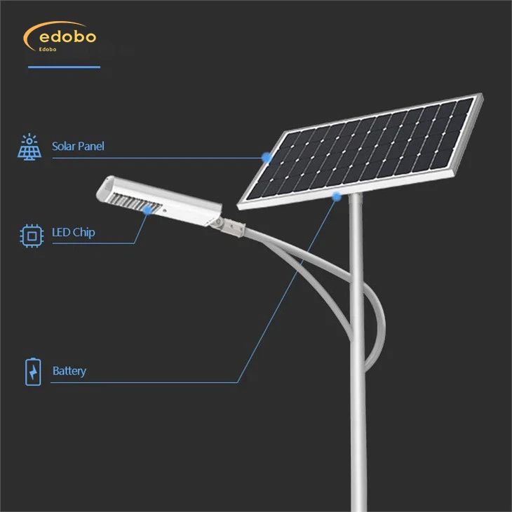 LED gatubelysning med litiumbatteri Solar gatubelysning